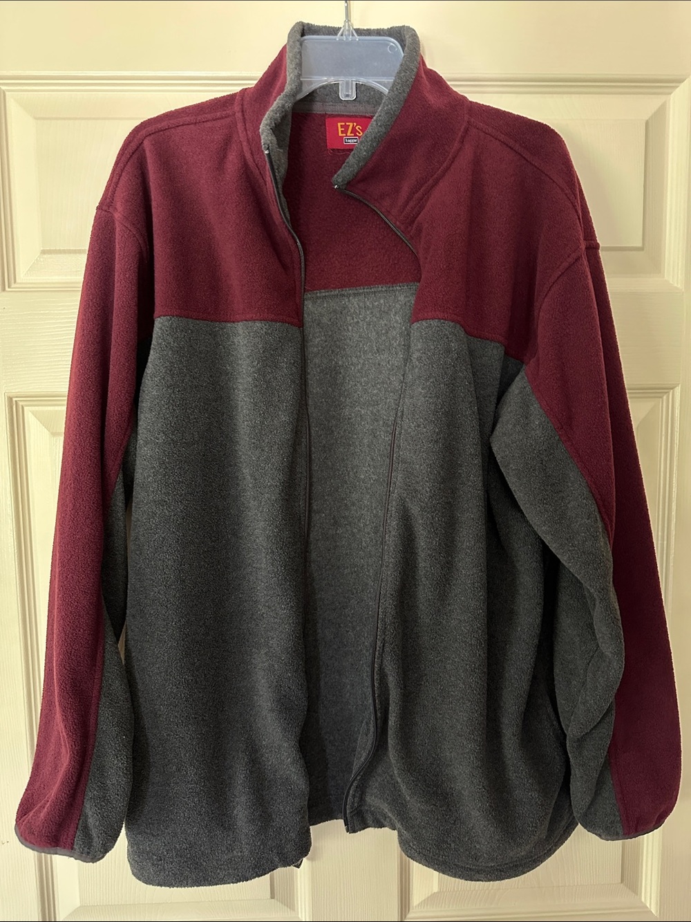 Haggar Men's Two-Tone Full-Zip Fleece Jacket - Maroon & Gray